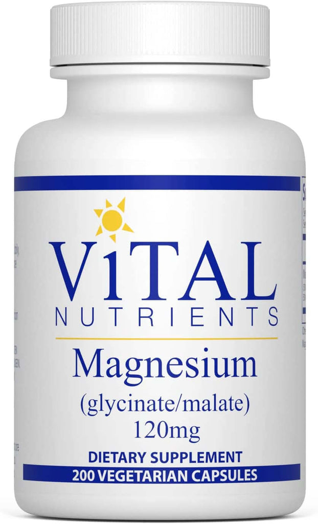 Vital Nutrients Magnesium (Glycinate/Malate) 120Mg - Formulated to Support Teeth, Bones, and Heart Health - Soy Free, Gluten Free, Dairy Free - 200 Vegetarian Capsules