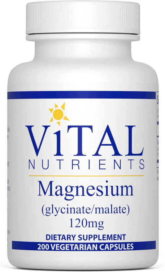 Vital Nutrients Magnesium (Glycinate/Malate) 120Mg - Formulated to Support Teeth, Bones, and Heart Health - Soy Free, Gluten Free, Dairy Free - 200 Vegetarian Capsules - vitamenstore.com