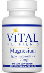 Vital Nutrients Magnesium (Glycinate/Malate) 120Mg - Formulated to Support Teeth, Bones, and Heart Health - Soy Free, Gluten Free, Dairy Free - 200 Vegetarian Capsules - vitamenstore.com