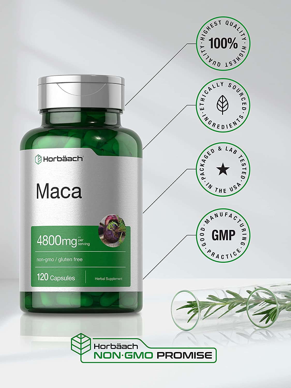 Maca Root Capsules | 120 Pills | High Potency Extract for Men and Women | Non-Gmo and Gluten Free Formula | by Horbaach - vitamenstore.com