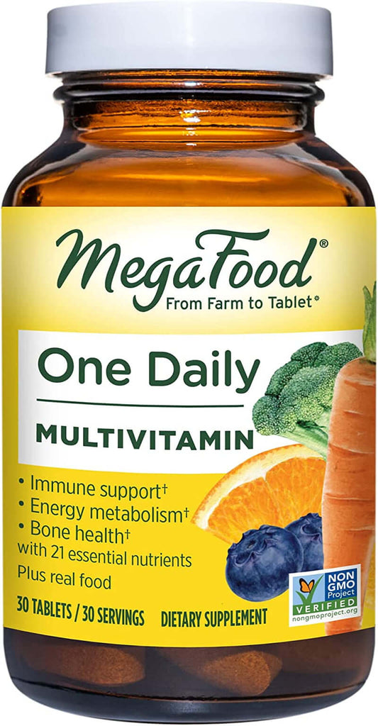 Megafood One Daily - Supports Overall Health - Multivitamin with B Vitamins and Food Blend - Gluten-Free, Vegetarian, and Made without Dairy - 30 Tabs