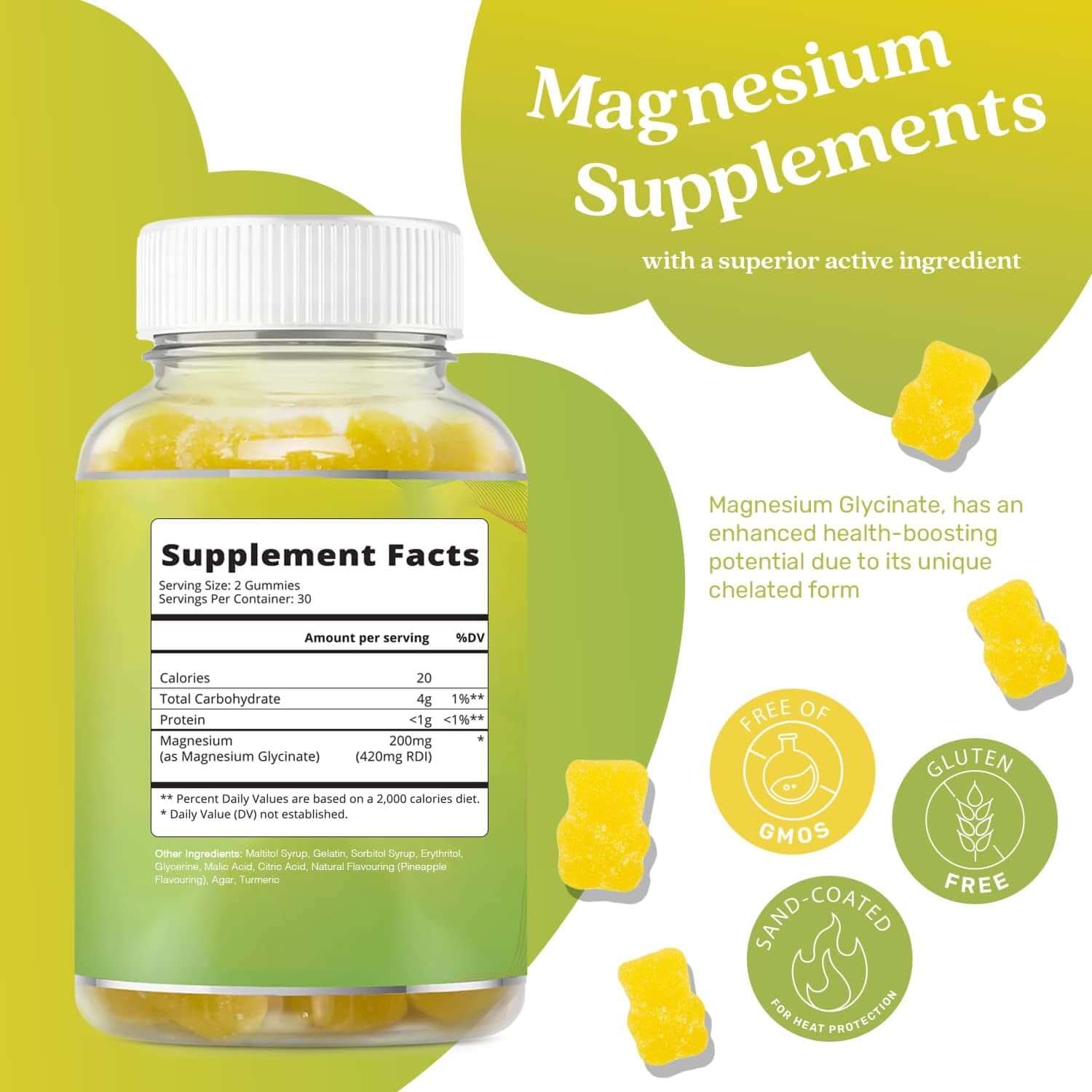 Belive Magnesium Gummies 200Mg - 60 Ct | Magnesium Glycinate Supplements for Relaxation, Stress Relief, and Sleep for Adults & Kids - Tasty and Tangy Pineapple Flavor - vitamenstore.com