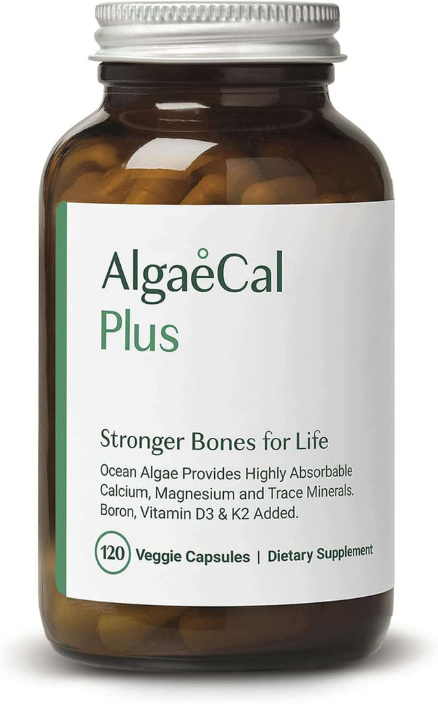 ALGAECAL plus - Plant-Based Calcium Supplement with Vitamins D3, K2 (MK-7), Magnesium & Trace Minerals for Optimal Bone Support - 120 Veggie Caps