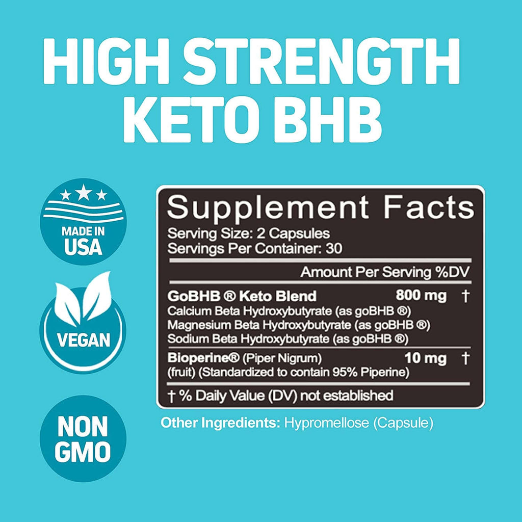 Keto BHB Diet Pills with Bioperine (2 Pack) for Enhanced Absorption Faster Ketosis Vegan Capsules Supplement for Women and Men