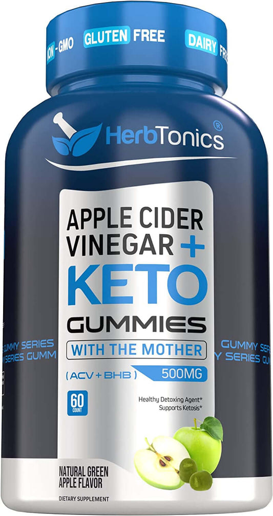 Herbtonics ACV Keto Gummies with the Mother & Keto BHB | Apple Cider Vinegar Keto Gummies | Sugar Free, Keto ACV Gummies for Energy & Immunity - vitamenstore.com