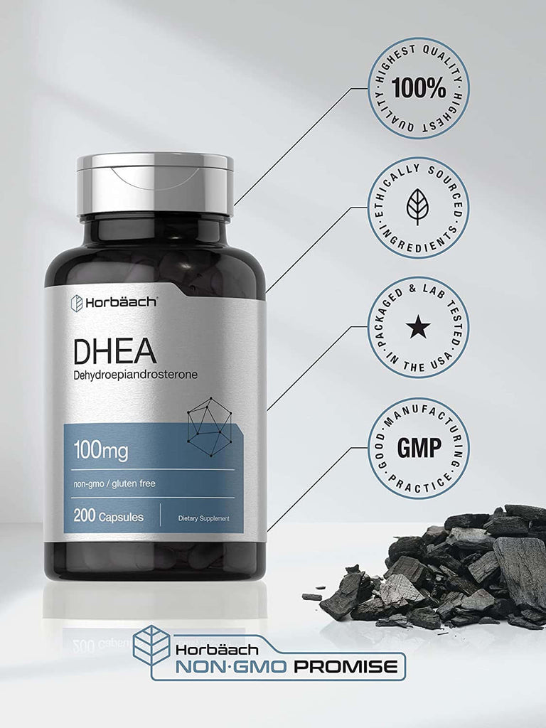 DHEA 100Mg | 200 Capsules | Non-Gmo, Gluten Free Supplement | by Horbaach