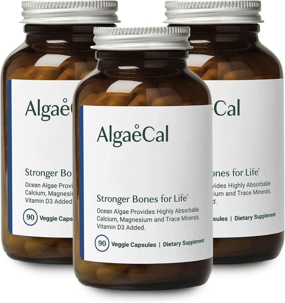 Algaecal - Plant Based Calcium Supplement with Vitamin D3 (1000 IU) for Bone Strength, Contains 13 Trace Minerals Supporting Bone Health, Organic Calcium for Women & Men, 3 Month Supply