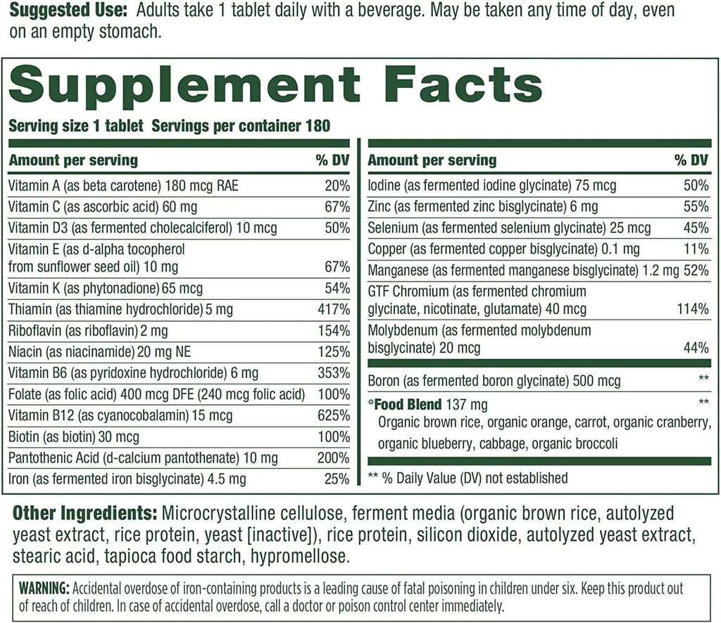 Megafood One Daily - Multivitamin and Mineral Supplement with B Vitamins, Vitamin C, Real Food and Added Nutrients - Gluten-Free, Vegetarian, and Made without Dairy and Soy - 90 Tabs
