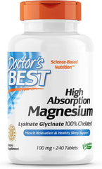 Doctor'S Best High Absorption Magnesium Glycinate Lysinate, 100% Chelated, Non-Gmo, Vegan, Gluten & Soy Free, 100 Mg, 240 Count - vitamenstore.com