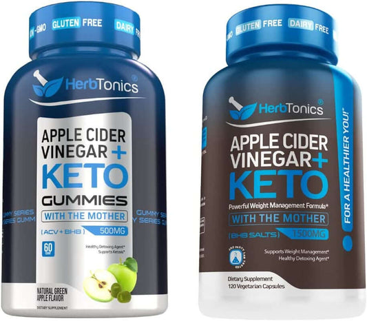 Herbtonics ACV Keto Gummy & Capsule Bundle | Apple Cider Vinegar with the Mother + Keto BHB - vitamenstore.com