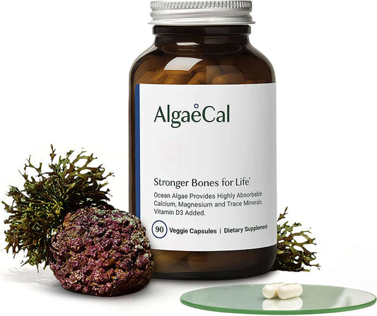 Algaecal - Plant Based Calcium Supplement with Vitamin D3 (1000 IU) for Bone Strength, Contains 13 Trace Minerals Supporting Bone Health, Organic Calcium for Women & Men, 90 Veggie Caps - vitamenstore.com