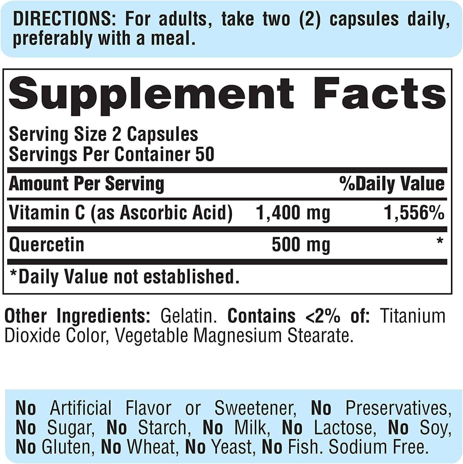 Puritans Pride Quercetin Dihydrate plus Vitamin C 1400 Mg, Supports a Healthy Immune System, 100 Count, (8039) - vitamenstore.com