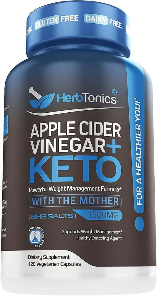 Herbtonics Apple Cider Vinegar plus Keto Bhb Salts with Night Time Fat Burner Bundle - vitamenstore.com