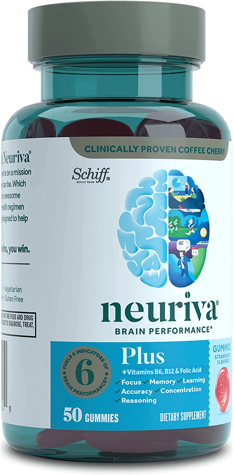 Neuriva Plus Strawberry Gummies – Phosphatidylserine & Neurofactor with Vitamins B6 & B12 – 50 Count - Vitamen Store