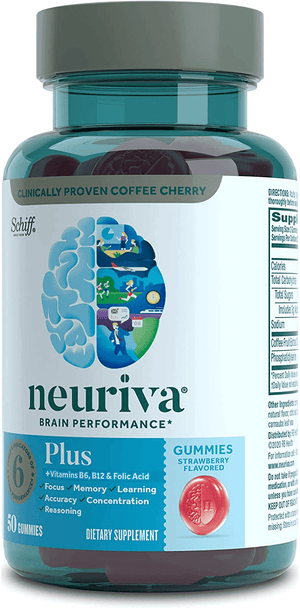 Neuriva Plus Strawberry Gummies – Phosphatidylserine & Neurofactor with Vitamins B6 & B12 – 50 Count - Vitamen Store