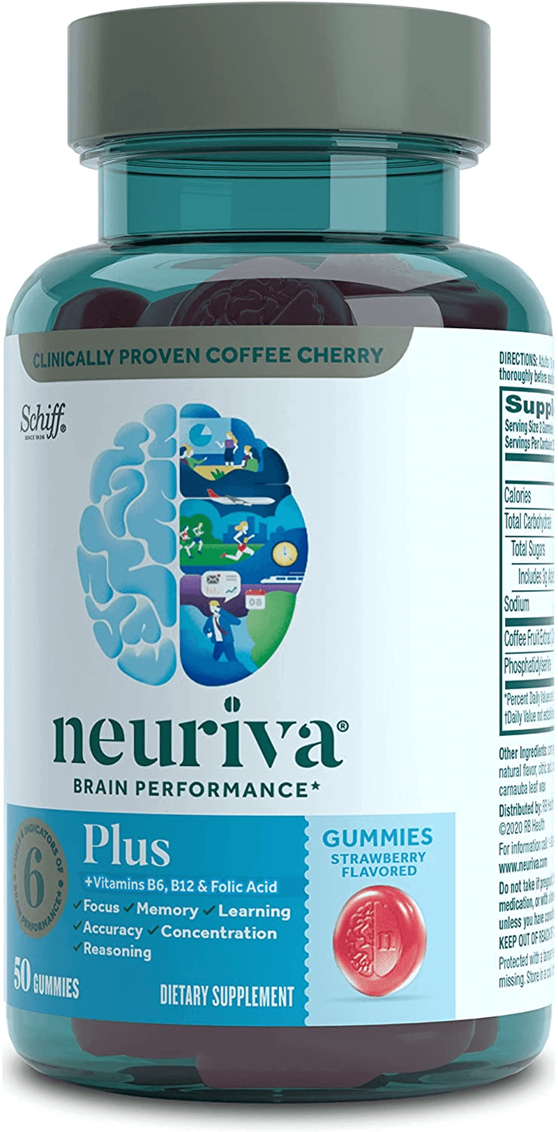 Neuriva Plus Strawberry Gummies – Phosphatidylserine & Neurofactor with Vitamins B6 & B12 – 50 Count - Vitamen Store