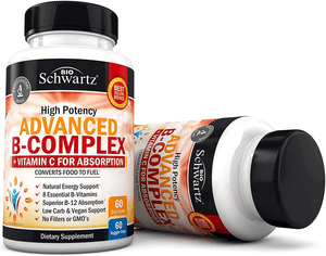 Vitamin B Complex with Vitamin C for Maximum Absorption - Methylcobalamin B12 & Folate Folic Acid Supplement - Vitamins B1 B2 B3 B5 B6 B7 B9 for Immune Energy & Nervous System Support - Non - Gmo - 60Ct - Vitamen Store